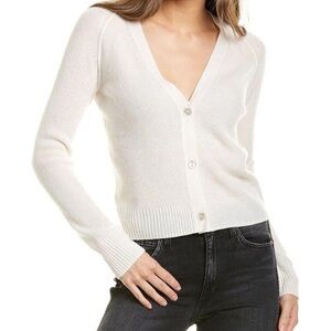 SALE!! Vince cashmere ribbed Women's cream V-Neck Sweater
